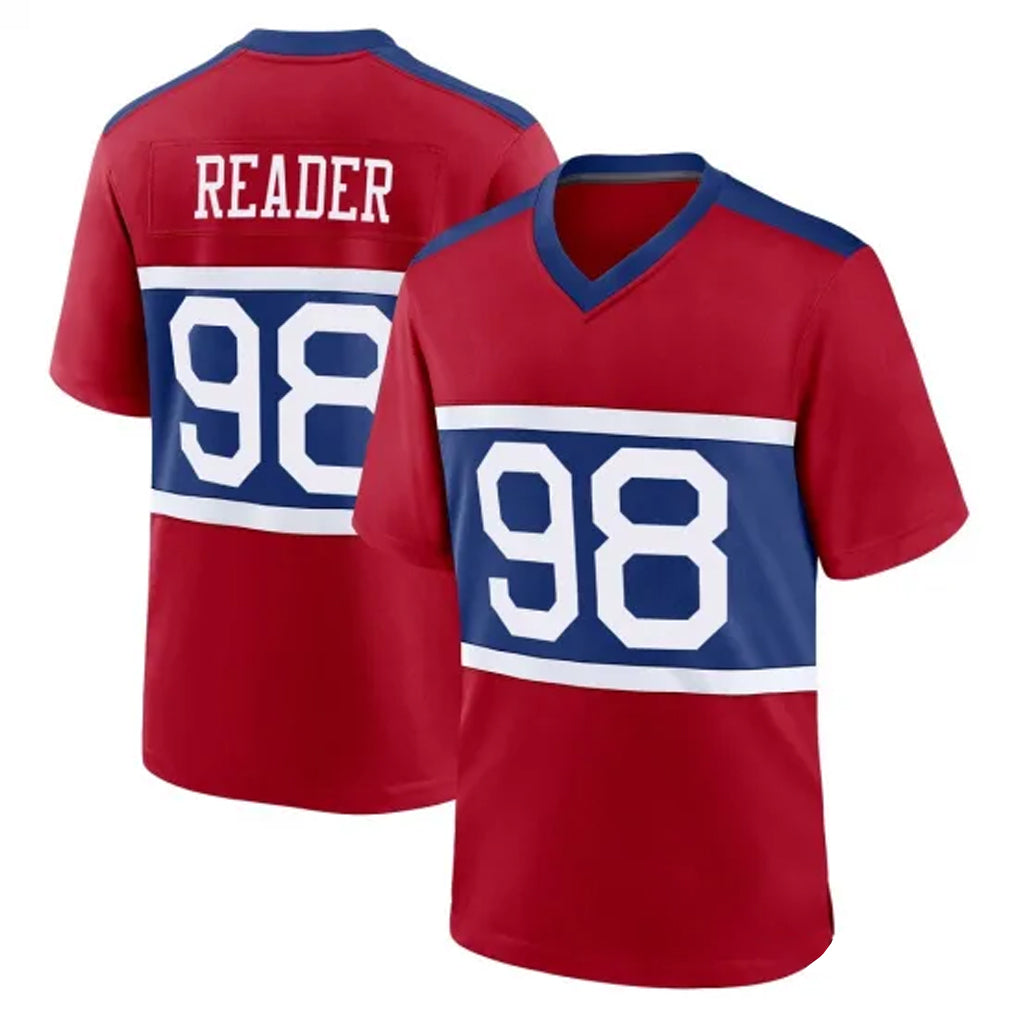 Tocy NY.Giants #98 DJ Reader Player Red Century Home Game Stitched Jerseys
