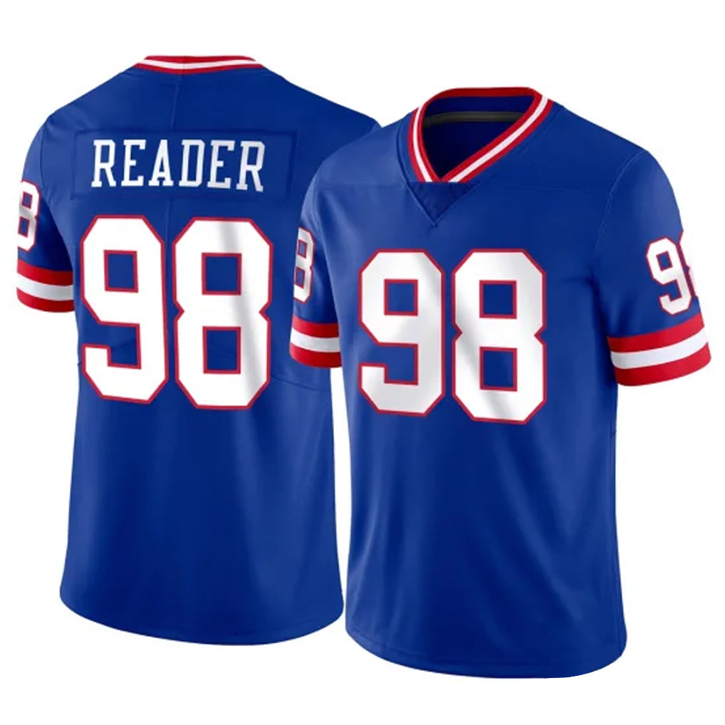 Tocy NY.Giants #98 DJ Reader Player Royal Classic Vapor Home Game Stitched Jerseys