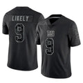 Tocy NY.Giants #9 Lsaiah Likely Player Black Limited Reflective Home Game Stitched Jerseys