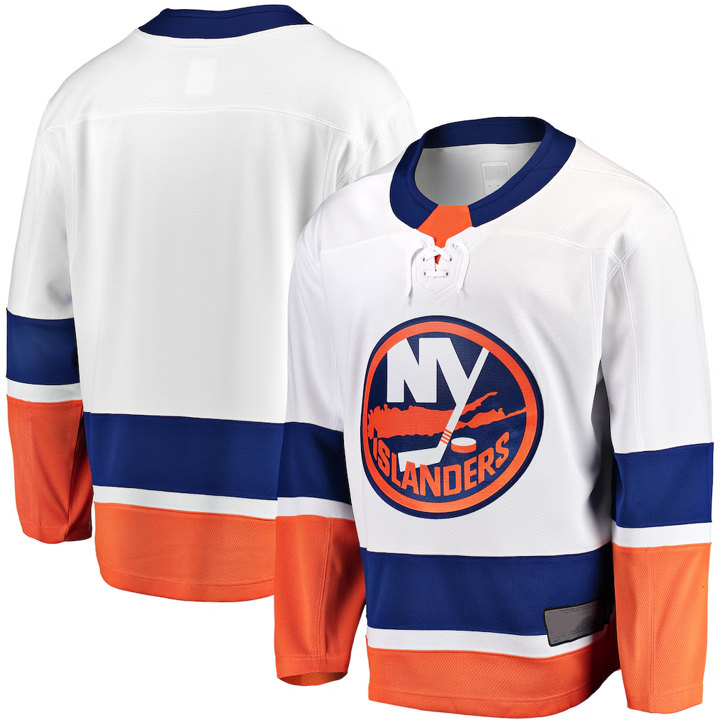 Tocy NY.Islanders White Breakaway Away Jerseys