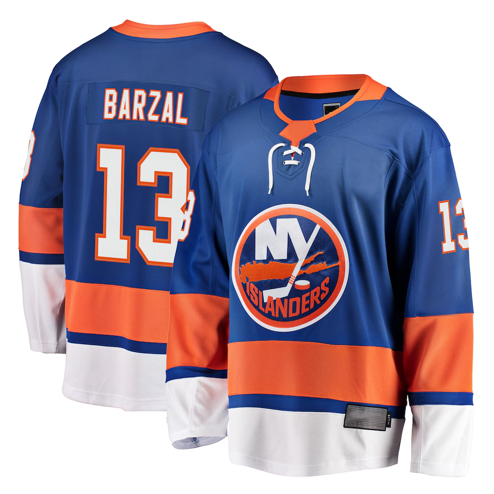 Tocy NY.Islanders #13 Mathew Barzal Royal Breakaway Jerseys