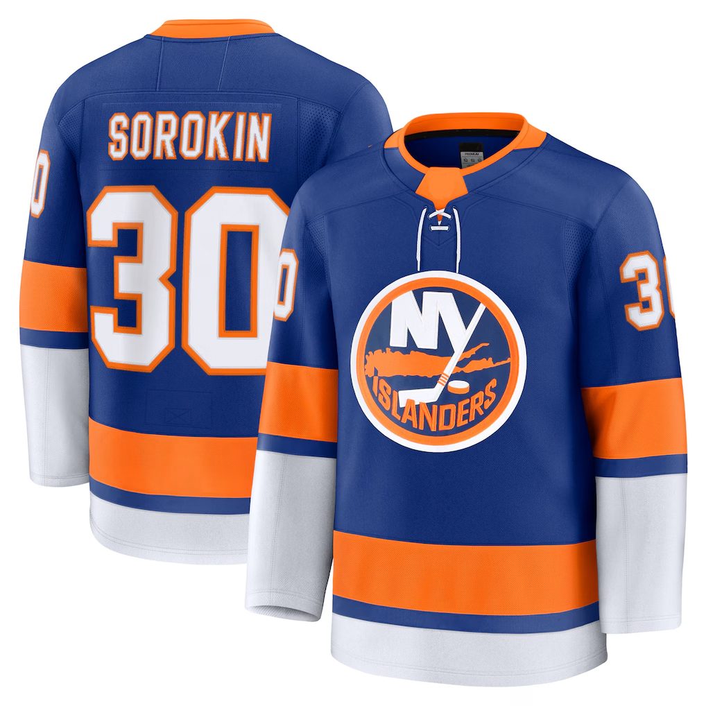 Tocy NY.Islanders #30 Ilya Sorokin Royal Home Premium Jerseys