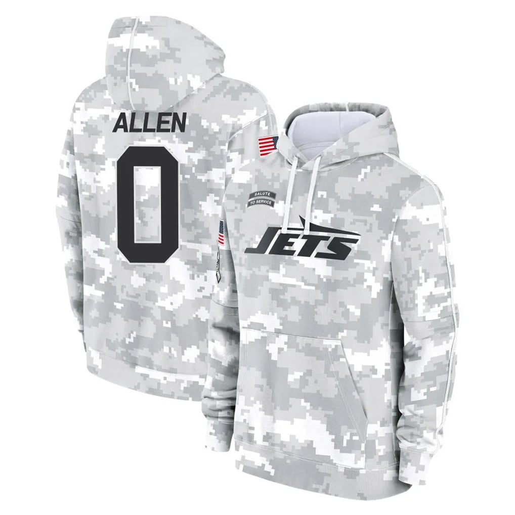 Tocy NY.Jets #0 Braelon Allen Player Arctic Camo Salute to Service Pullover Hoodies Limited Game Stitched Jerseys