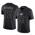 Tocy NY.Jets #15 Adonai Mitchell Player Stealth Black Limited Reflective Home Game Stitched Jerseys