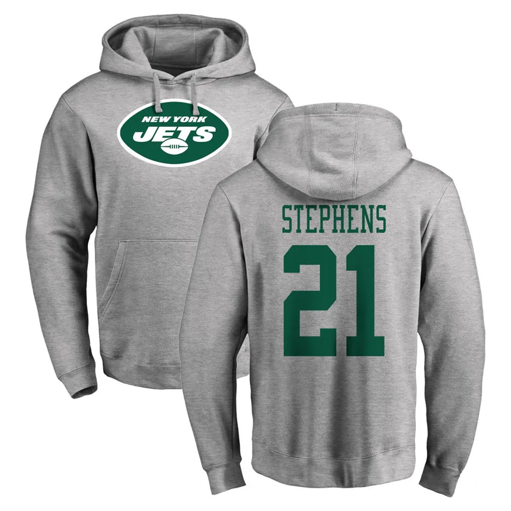 Tocy NY.Jets #21 Brandon Stephens Player Gray LOGO Pullover Hoodies Limited Game Stitched Jerseys