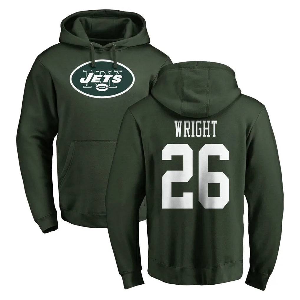 Tocy NY.Jets #26 Nahshon Wright Player Green LOGO Pullover Hoodies Limited Game Stitched Jerseys