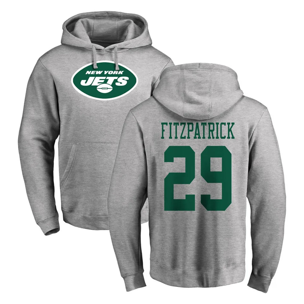 Tocy NY.Jets #29 Minkah Fitzpatrick Player Gray LOGO Pullover Hoodies Limited Game Stitched Jerseys