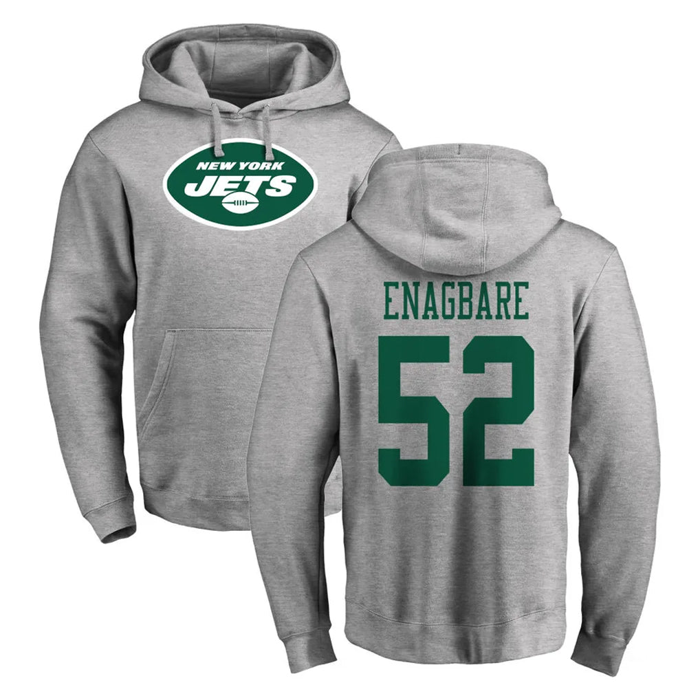 Tocy NY.Jets #52 Kingsley Enagbare Player Gray LOGO Pullover Hoodies Limited Game Stitched Jerseys