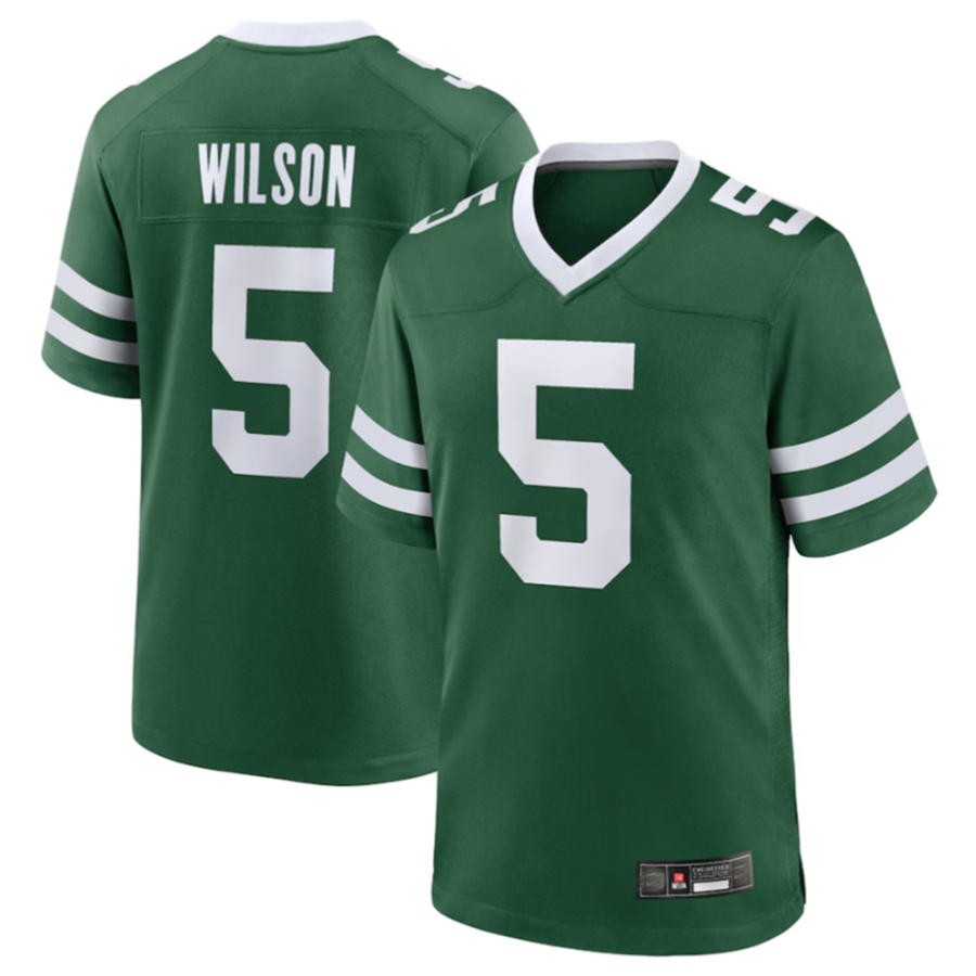 tocy NY.Jets #5 Garrett Wilson Legacy Green Game Jersey Stitched American Stitched Jersey