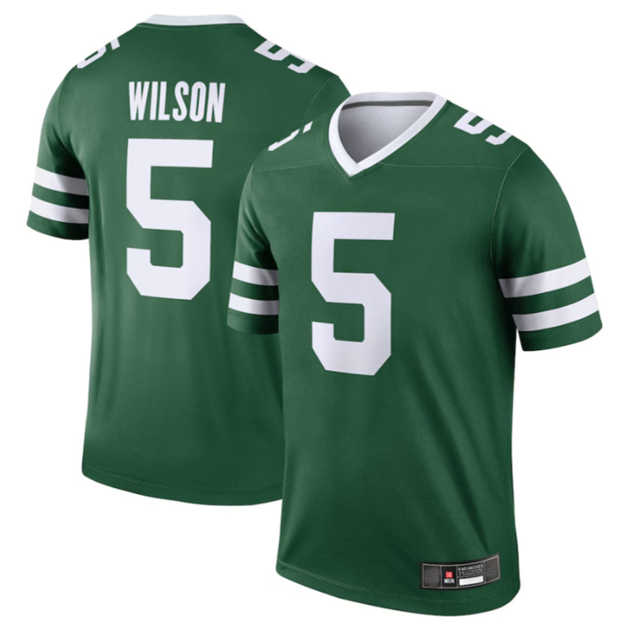 tocy NY.Jets #5 Garrett Wilson Legacy Green Legend Jersey Stitched American Stitched Jersey