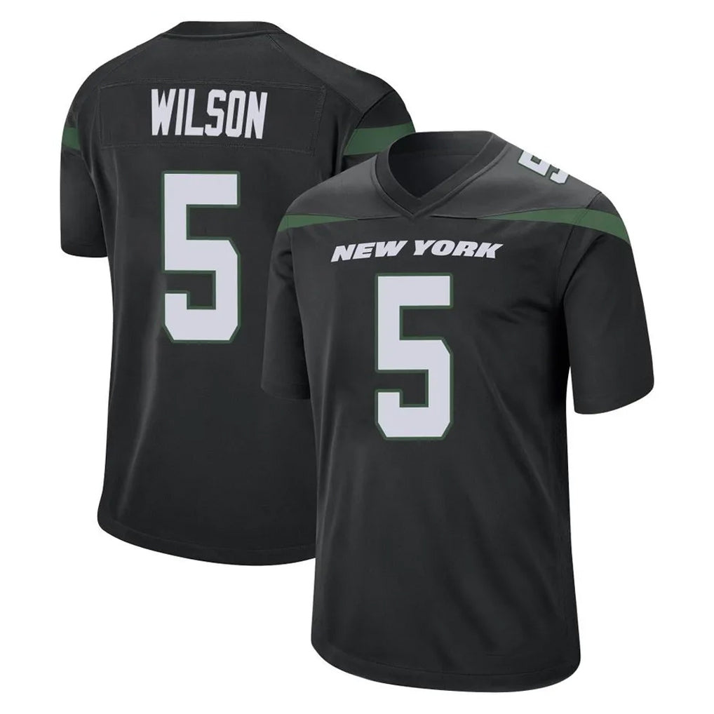 Tocy NY.Jets #5 Garrett Wilson Player Stealth Black Home Game Stitched Jerseys