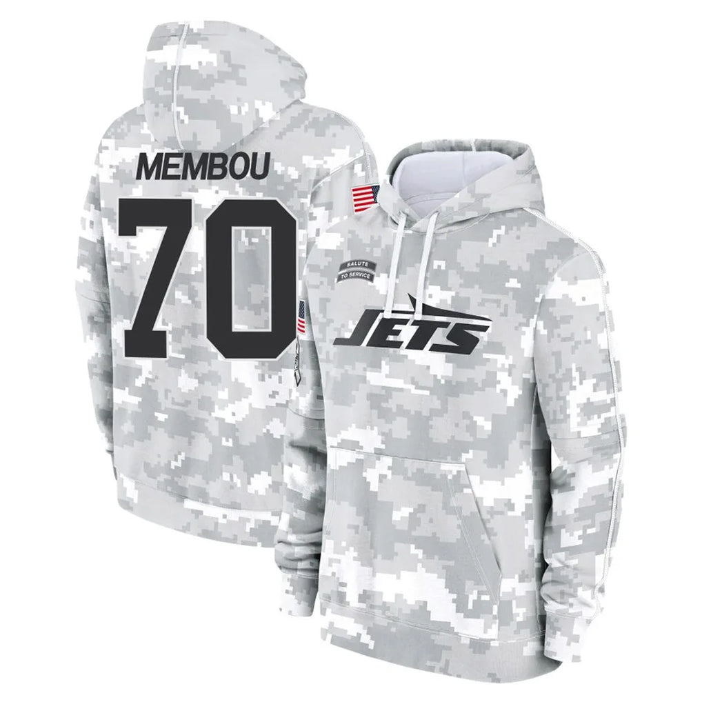 Tocy NY.Jets #70 Armand Membou Player Arctic Camo Salute to Service Pullover Hoodies Limited Game Stitched Jerseys