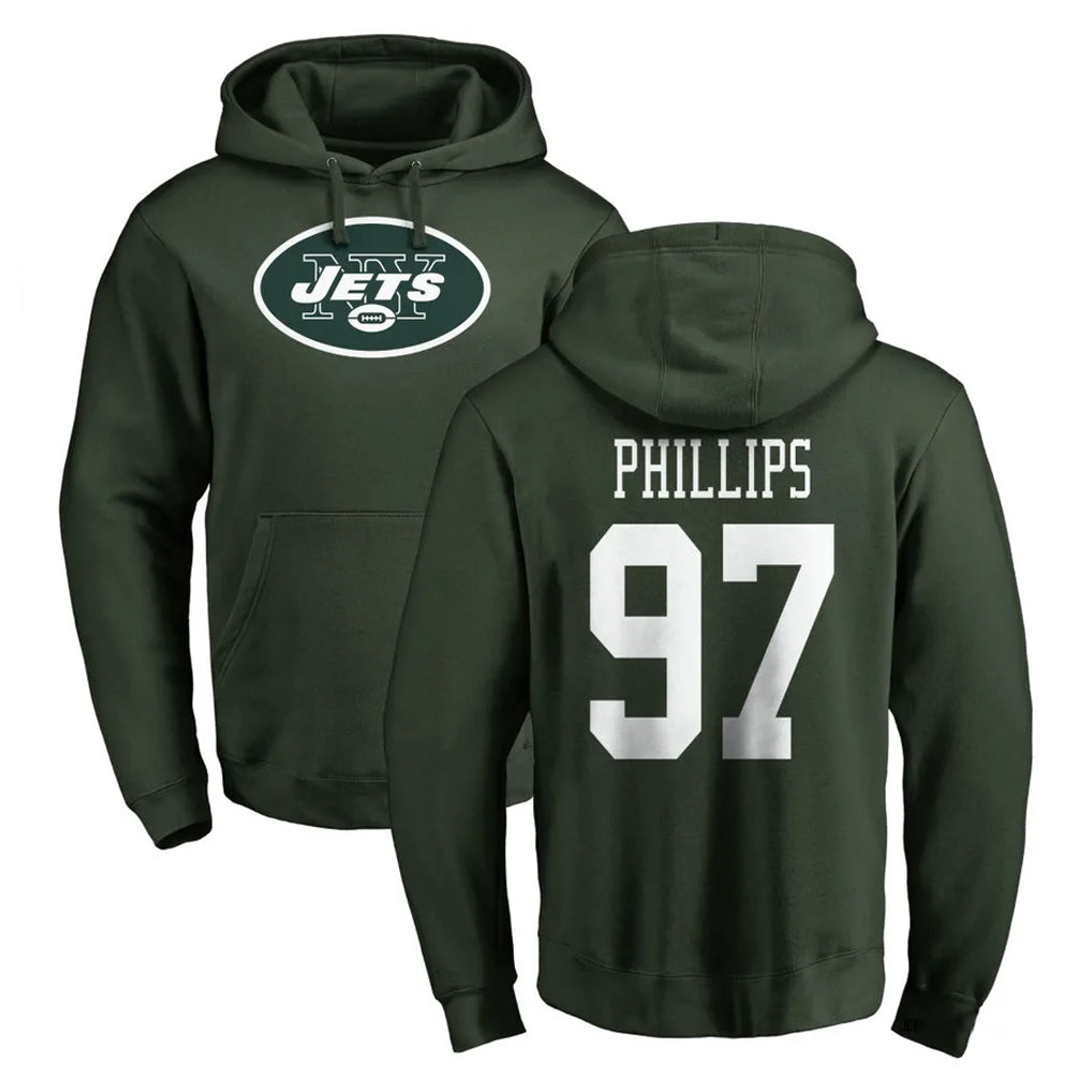 Tocy NY.Jets #97 Harrison Phillips Player Green LOGO Pullover Hoodies Limited Game Stitched Jerseys