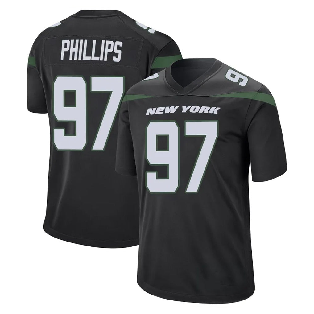 Tocy NY.Jets #97 Harrison Phillips Player Stealth Black Home Game Stitched Jerseys