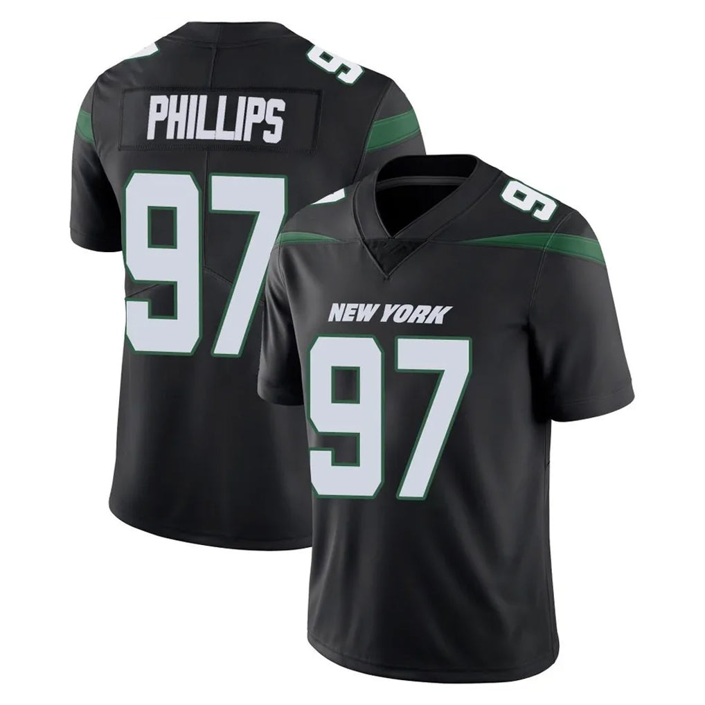 Tocy NY.Jets #97 Harrison Phillips Player Stealth Black Limited Vapor Home Game Stitched Jerseys