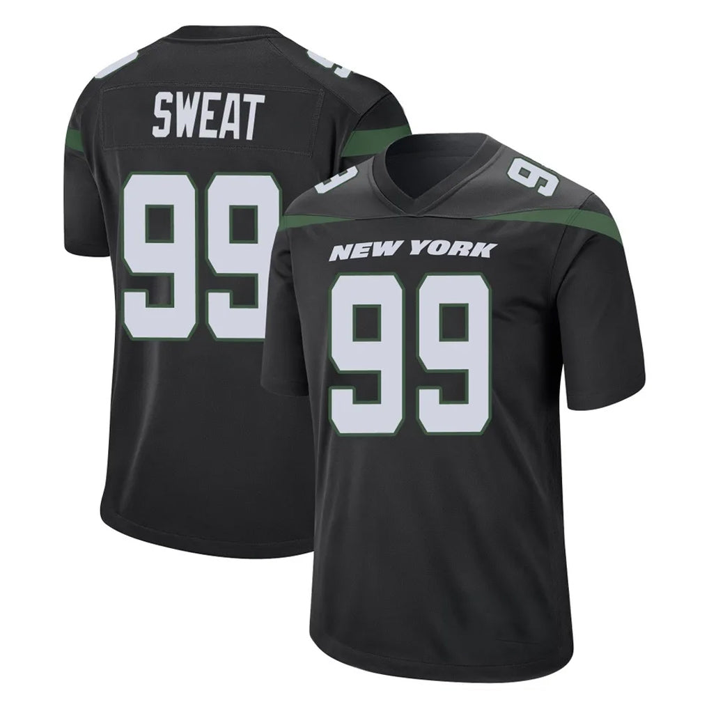 Tocy NY.Jets #99 T'Vondre Sweat Player Stealth Black Home Game Stitched Jerseys