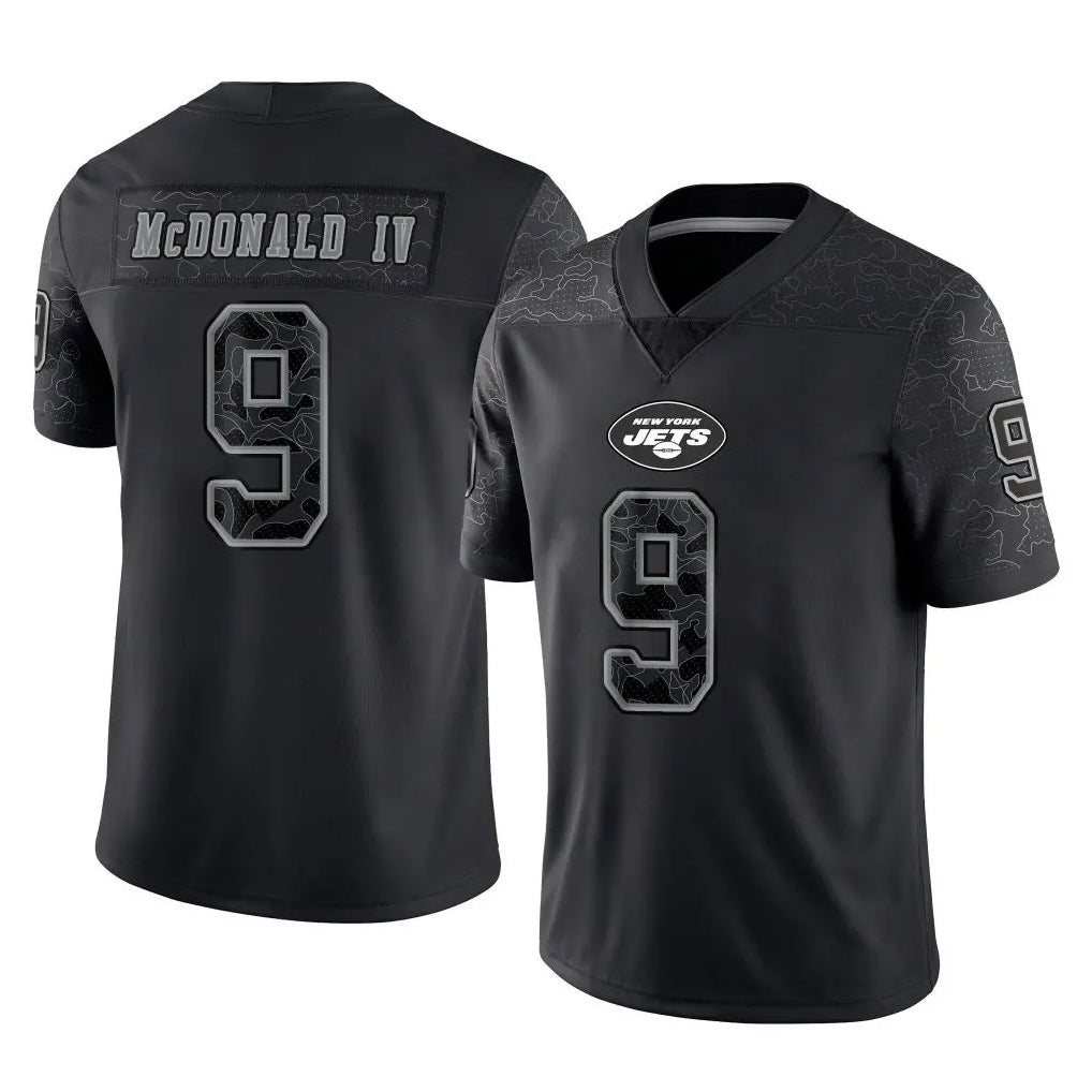 Tocy NY.Jets #9 Will McDonald IV Player Stealth Black Limited Reflective Home Game Stitched Jerseys