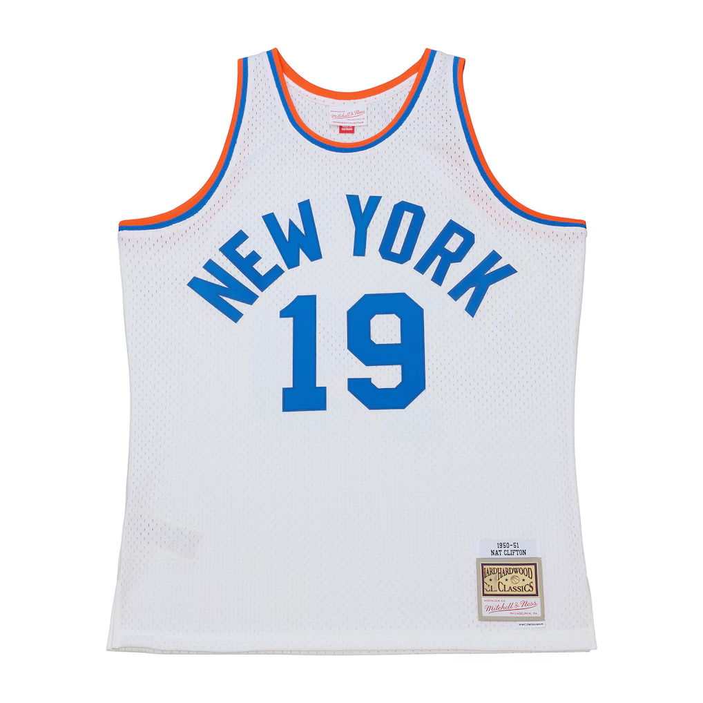 tocy NY.Knicks #19 Nathaniel Clifton Mitchell & Ness White 1950-51 Pioneers Swingman Jerseys