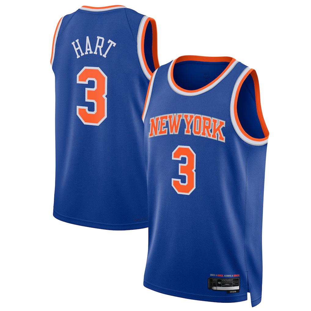 tocy NY.Knicks #3 Josh Hart Blue Swingman Player Jerseys - Icon Edition
