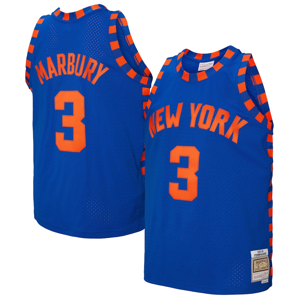 tocy NY.Knicks #3 Stephon Marbury Mitchell & Ness Blue 200506 Hardwood Classics Swingman Jerseys