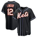 tocy NY.Mets #12 Francisco Lindor Player Black Fashion Out Game Stitched Jerseys