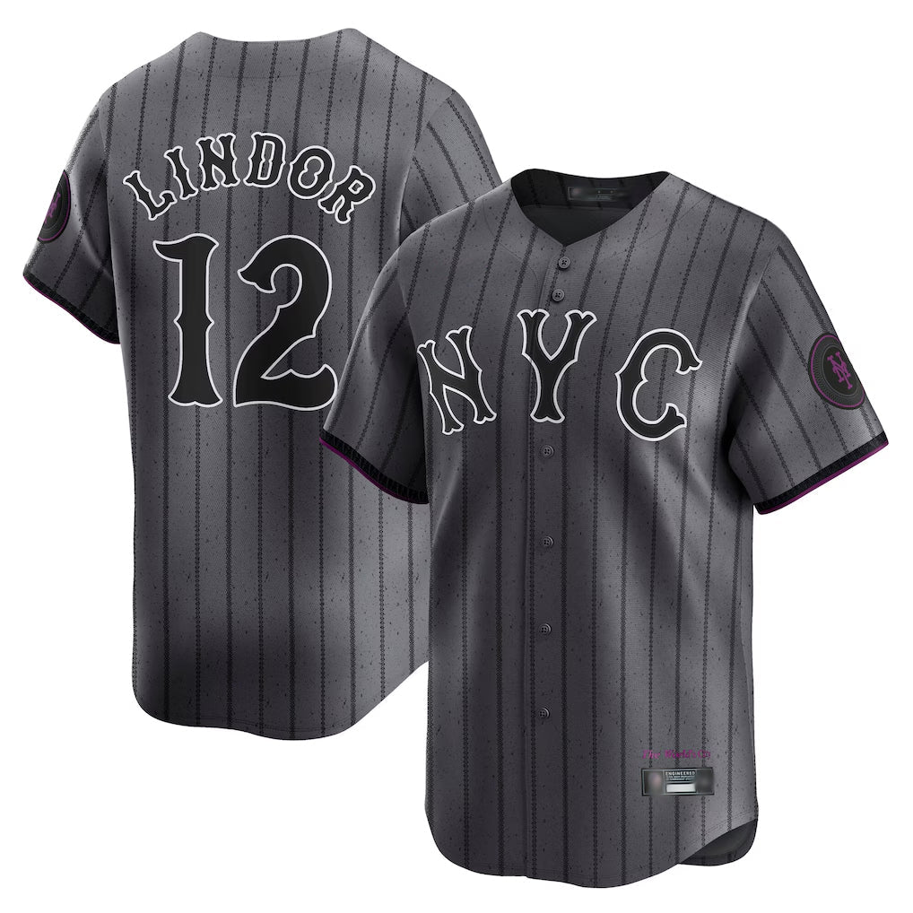 tocy NY.Mets #12 Francisco Lindor Player Gray City Connect Limited Stitched Jerseys