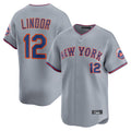 tocy NY.Mets #12 Francisco Lindor Player Gray Road Limited Home Stitched Jerseys