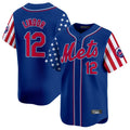 tocy NY.Mets #12 Francisco Lindor Player Royal 2025 Independence Day Vapor Premier Limited  Stitched Jerseys