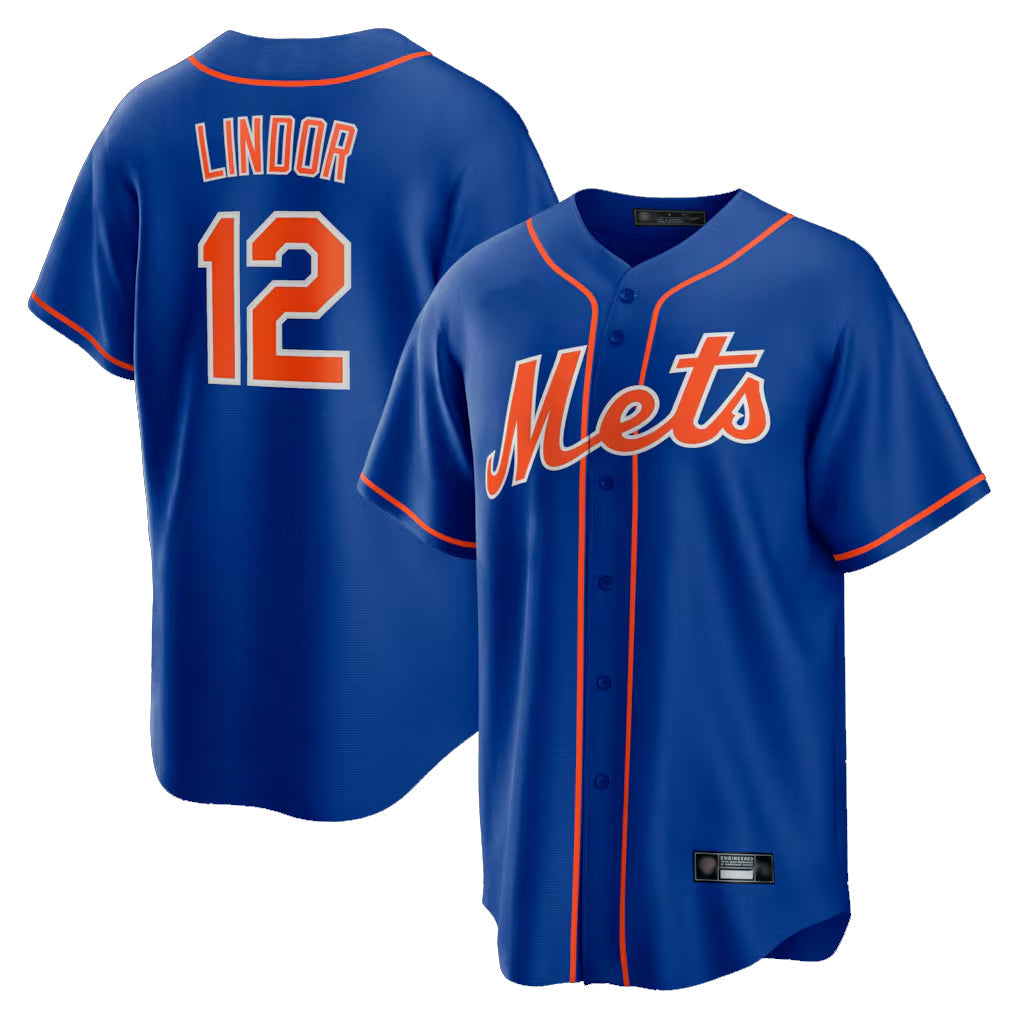tocy NY.Mets #12 Francisco Lindor Player Royal Home Game Stitched Jerseys