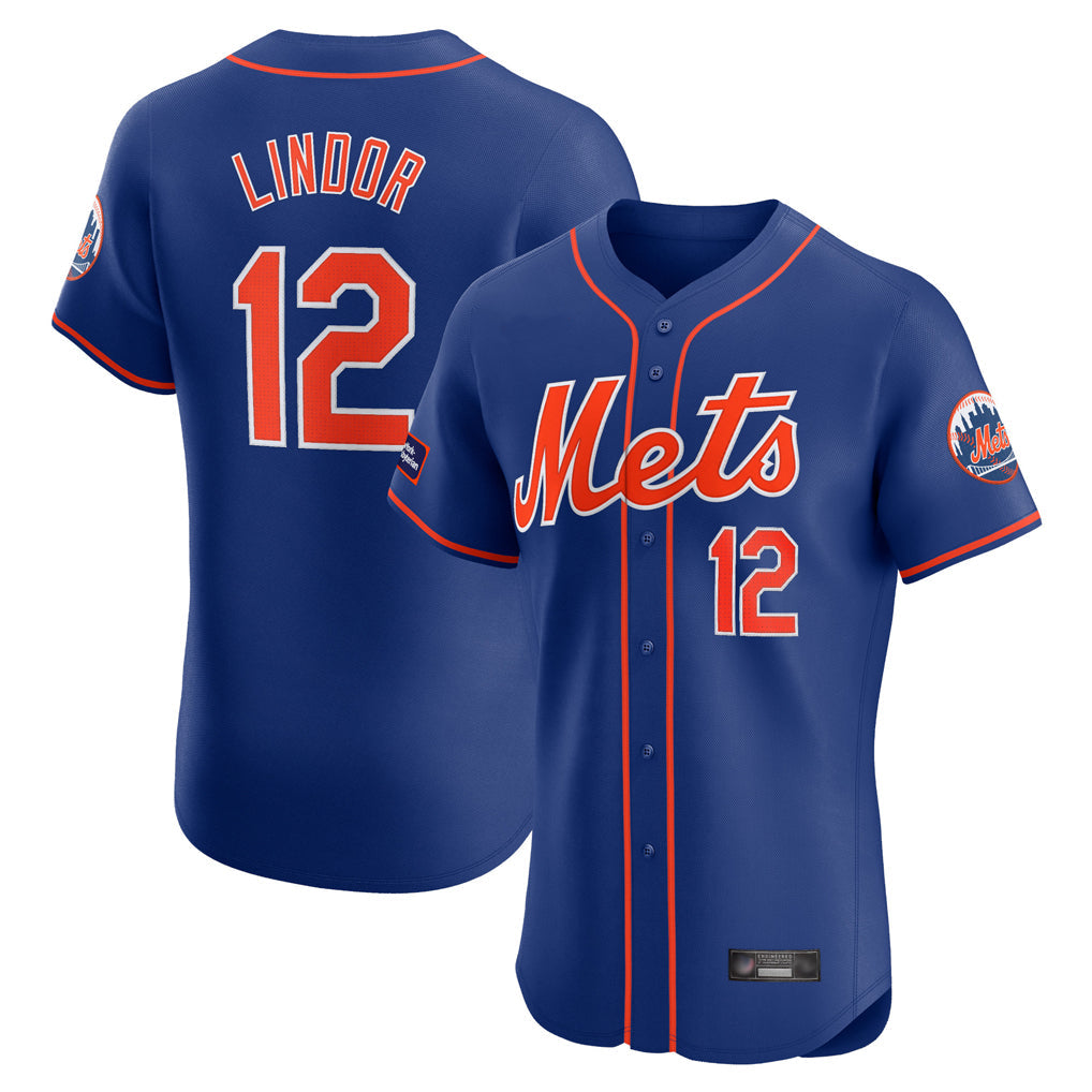 tocy NY.Mets #12 Francisco Lindor Player Royal Limited Elite Home Stitched Jerseys