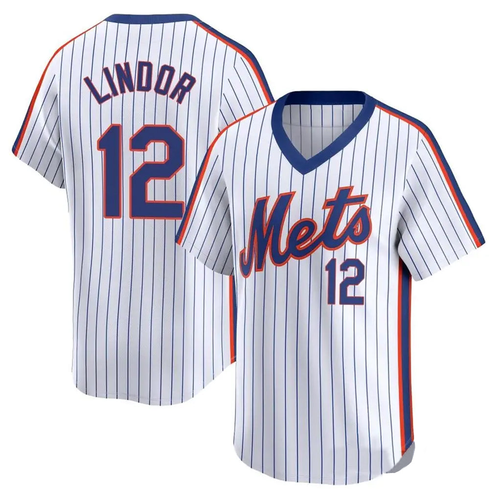 tocy NY.Mets #12 Francisco Lindor Player White Cooperstown Collection T-shirt Game Stitched Jerseys