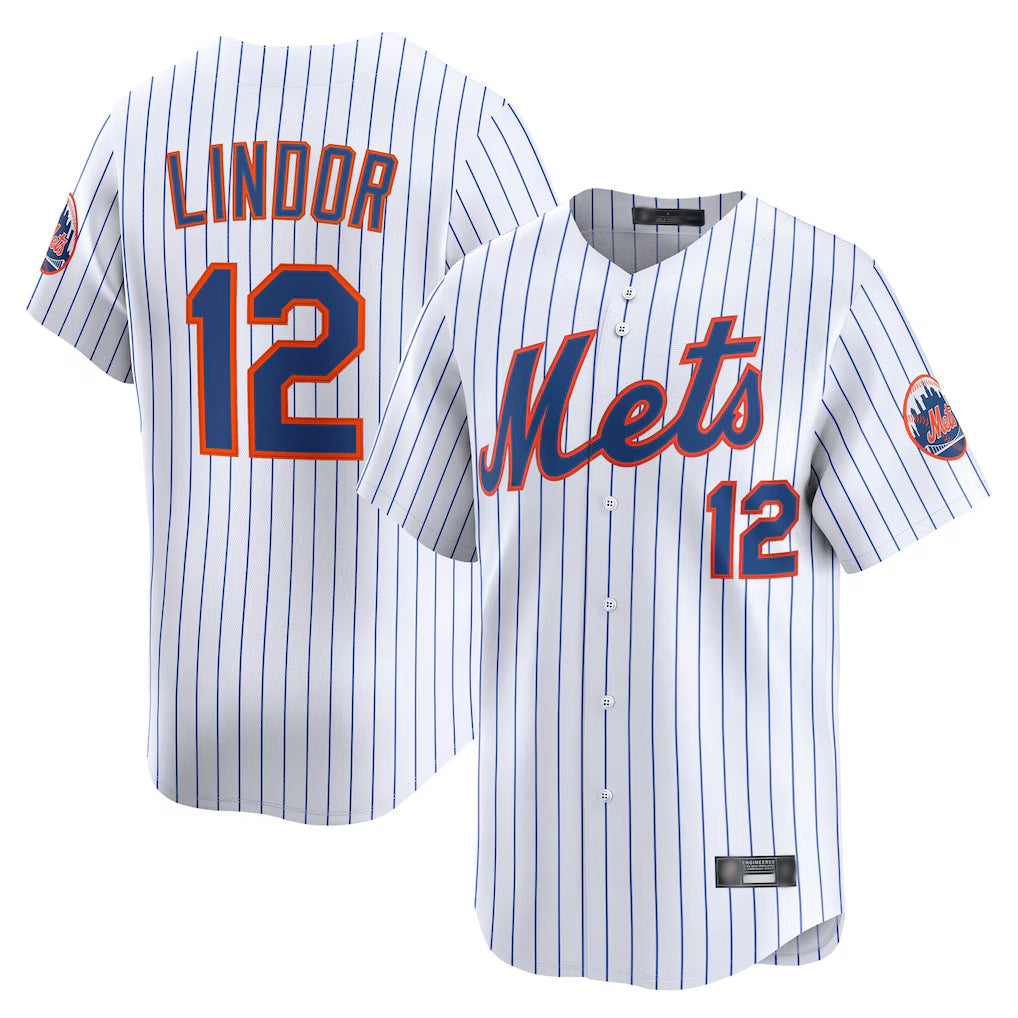 tocy NY.Mets #12 Francisco Lindor Player White Home Limited Stitched Jerseys