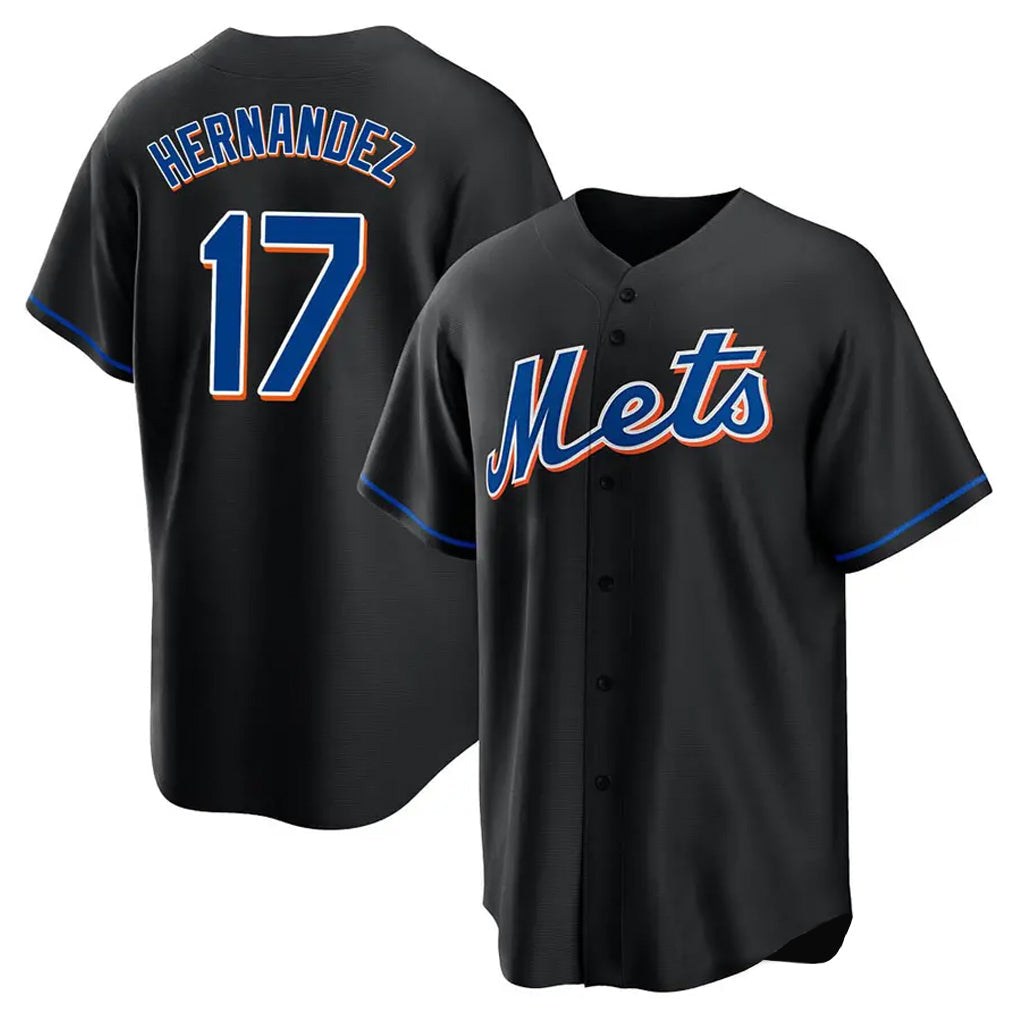 tocy NY.Mets #17 Keith Hernandez Player Black Replica Home Game Stitched Jerseys