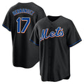 tocy NY.Mets #17 Keith Hernandez Player Black Replica Home Game Stitched Jerseys