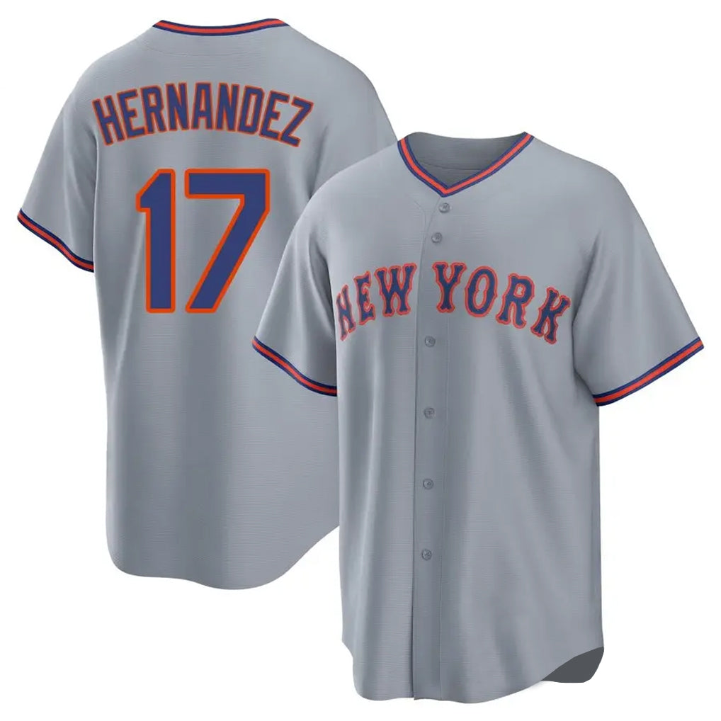 tocy NY.Mets #17 Keith Hernandez Player Gray Road Home Game Stitched Jerseys