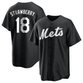 tocy NY.Mets #18 Darryl Strawberry Player Black Home Game Stitched Jerseys