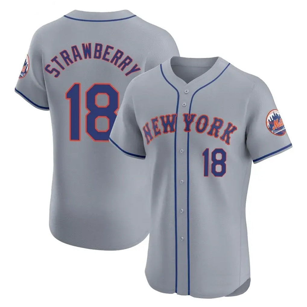 tocy NY.Mets #18 Darryl Strawberry Player Gray Road Limited Elite Home Stitched Jerseys