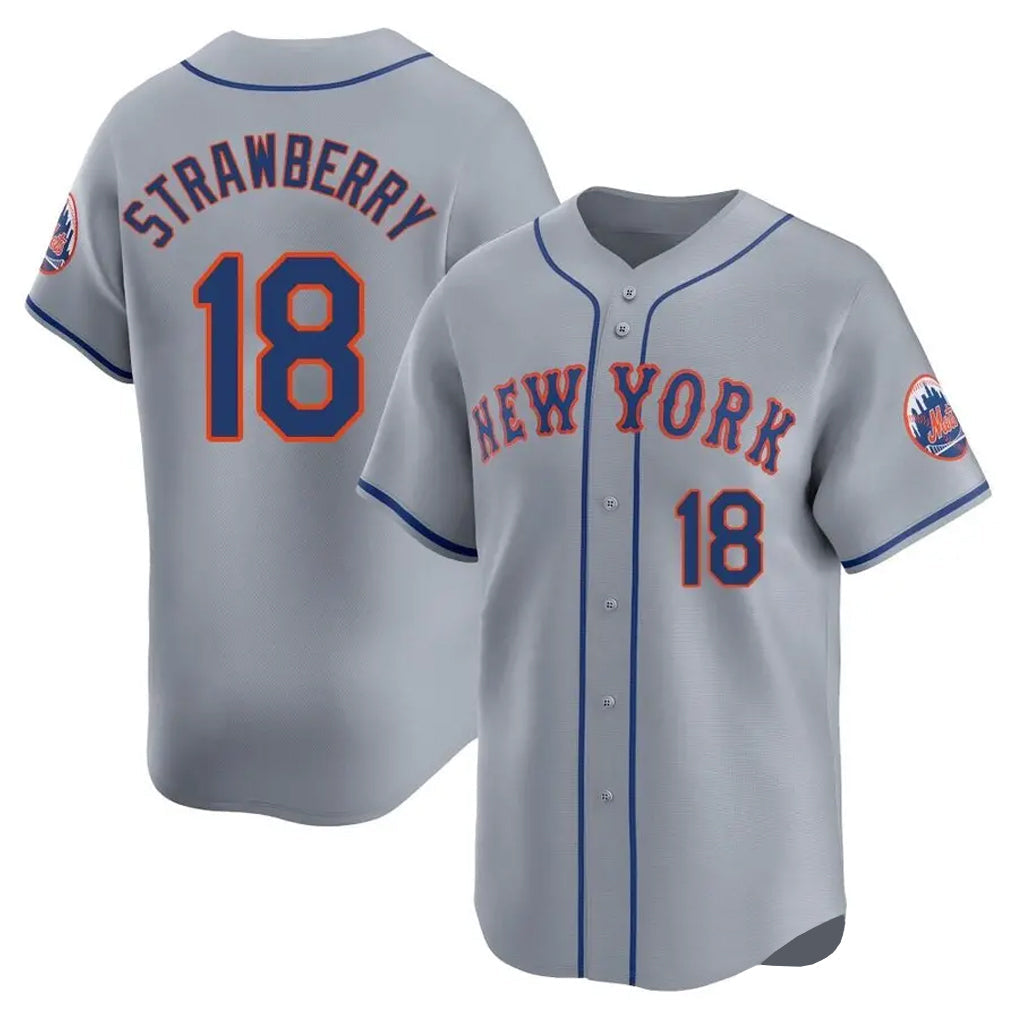 tocy NY.Mets #18 Darryl Strawberry Player Gray Road Limited Home Stitched Jerseys