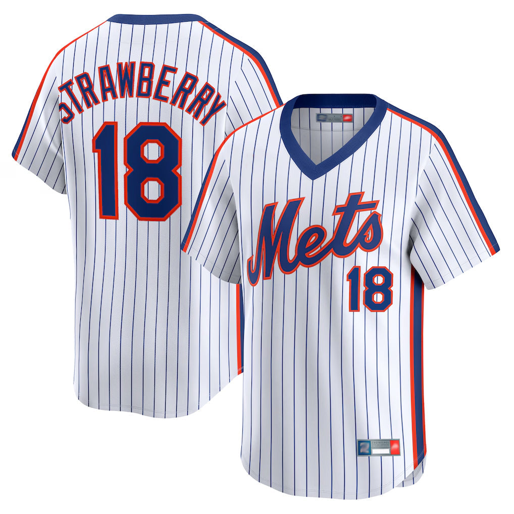 tocy NY.Mets #18 Darryl Strawberry Player White Cooperstown Collection T-shirt Game Stitched Jerseys