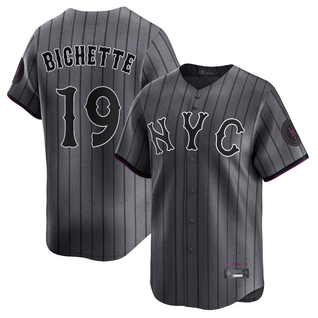 tocy NY.Mets #19 Bo Bichette Player Gray City Connect Limited Stitched Jerseys