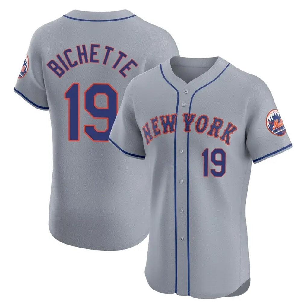 tocy NY.Mets #19 Bo Bichette Player Gray Road Limited Elite Home Stitched Jerseys