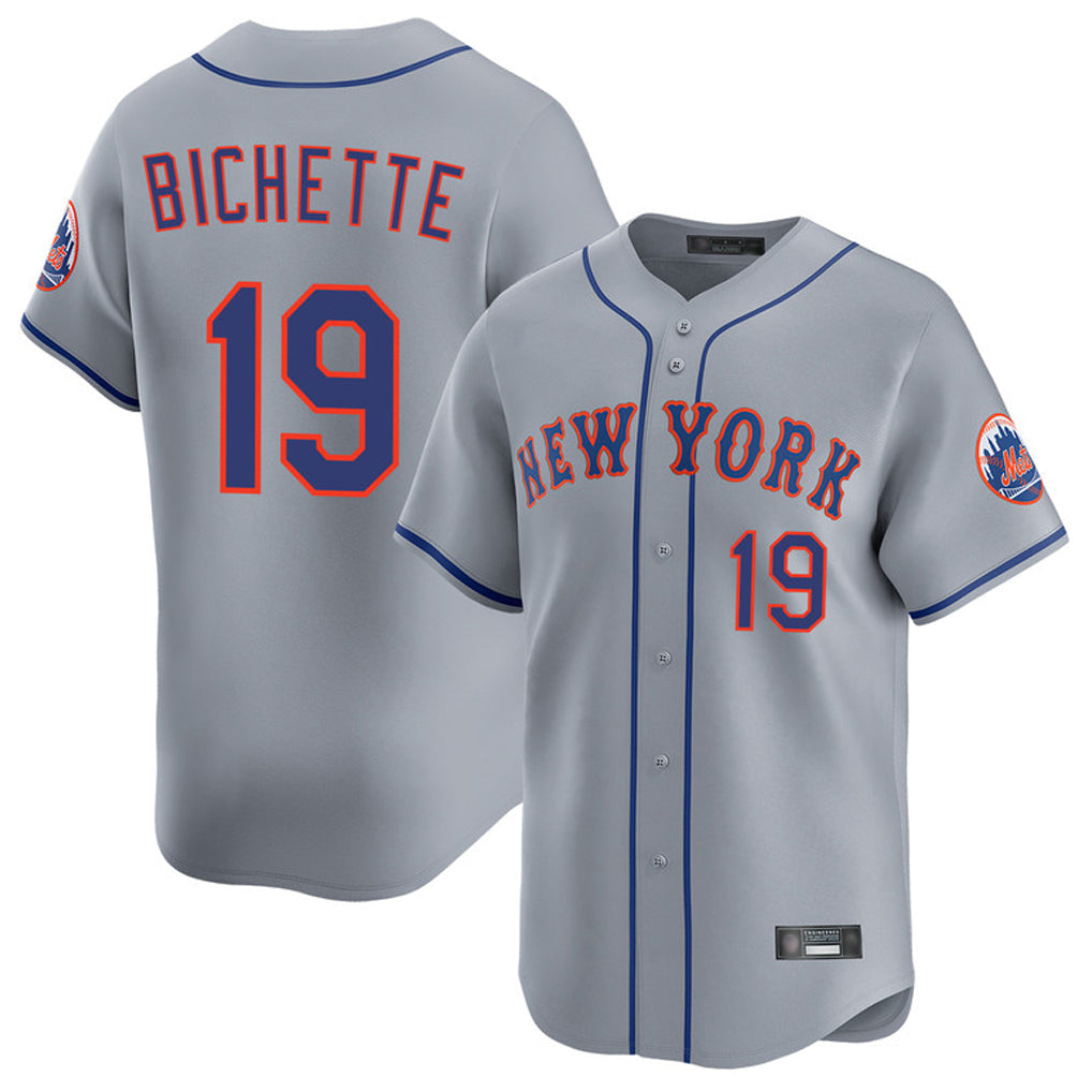 tocy NY.Mets #19 Bo Bichette Player Gray Road Limited Home Stitched Jerseys