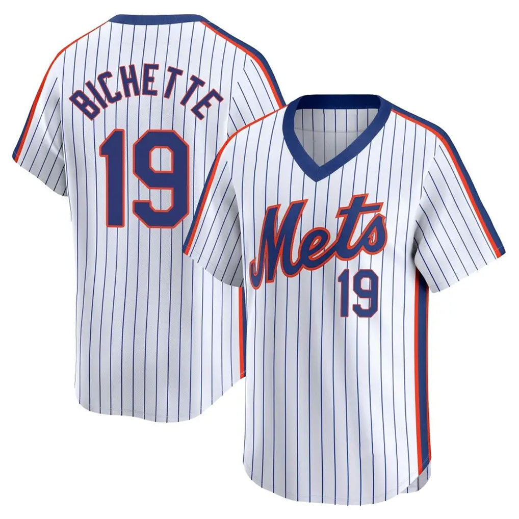 tocy NY.Mets #19 Bo Bichette Player White Cooperstown Collection T-shirt Game Stitched Jerseys