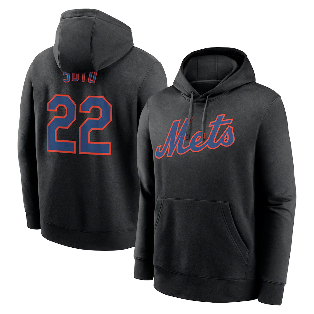 tocy NY.Mets #22 Juan Soto Player Black Club Pullover Hoodie Game Stitched Jerseys