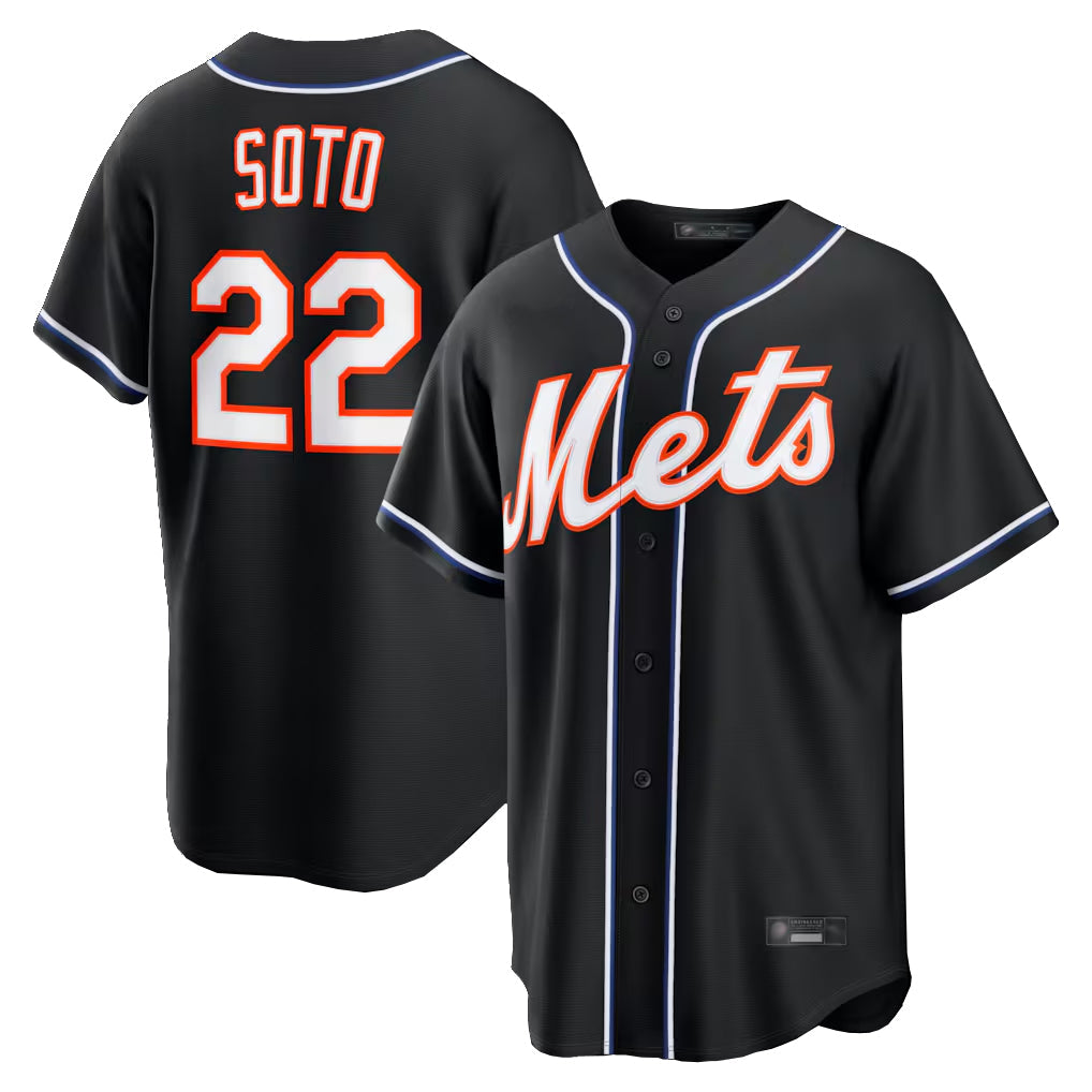 tocy NY.Mets #22 Juan Soto Player Black Fashion Out Game Stitched Jerseys