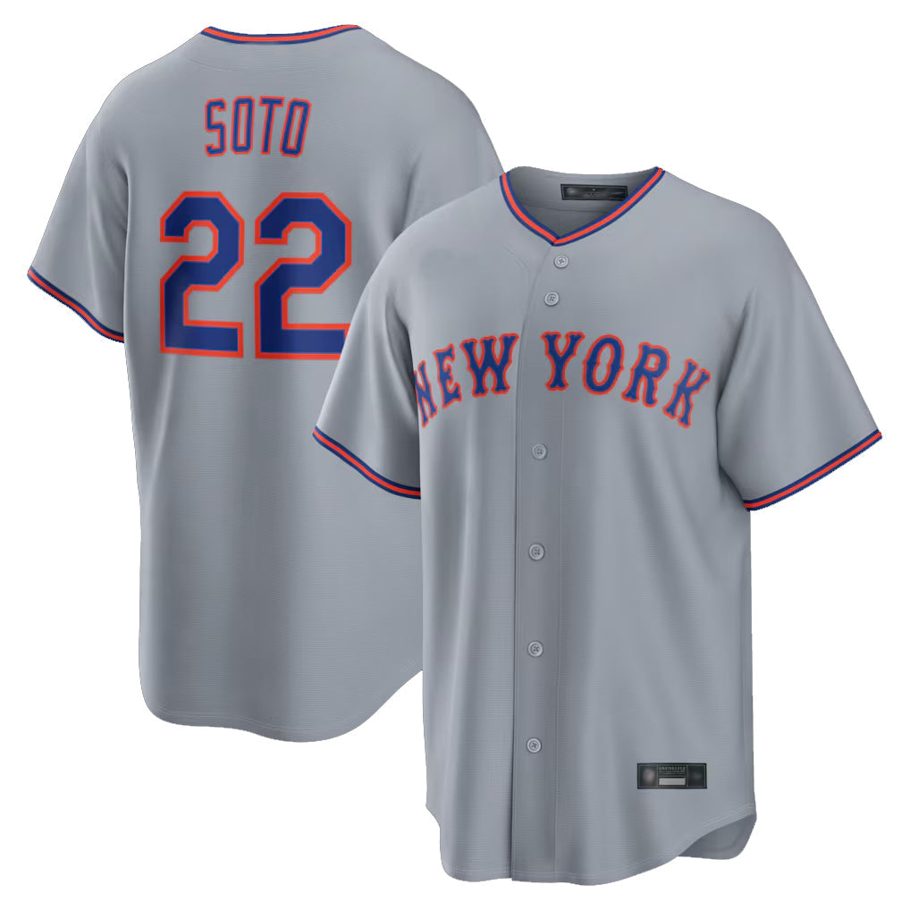 tocy NY.Mets #22 Juan Soto Player Gray Road Home Game Stitched Jerseys