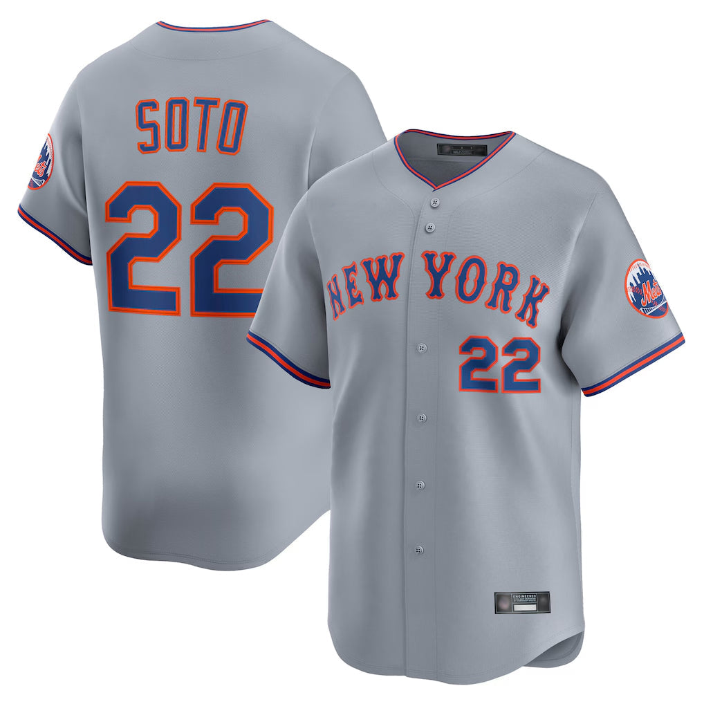 tocy NY.Mets #22 Juan Soto Player Gray Road Limited Home Stitched Jerseys