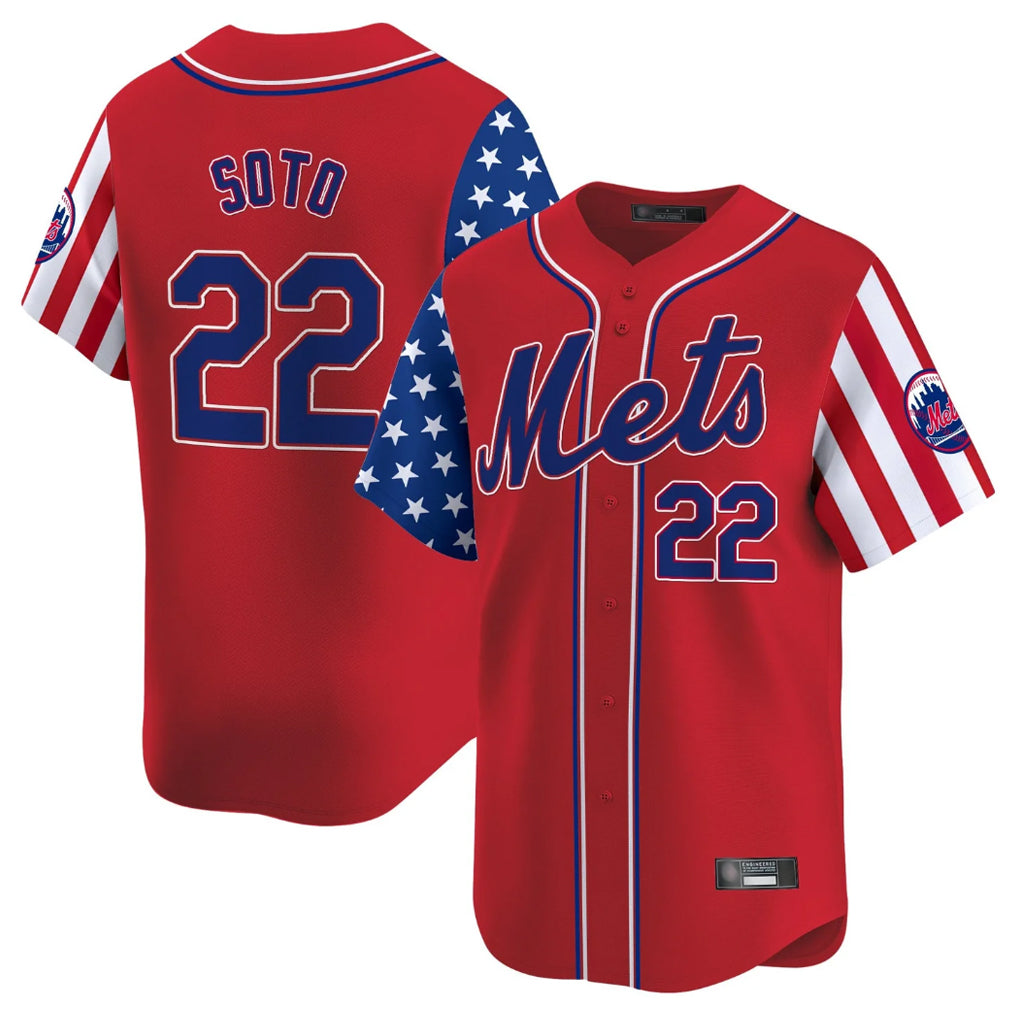 tocy NY.Mets #22 Juan Soto Player Red 2025 Independence Day Vapor Premier Limited  Stitched Jerseys