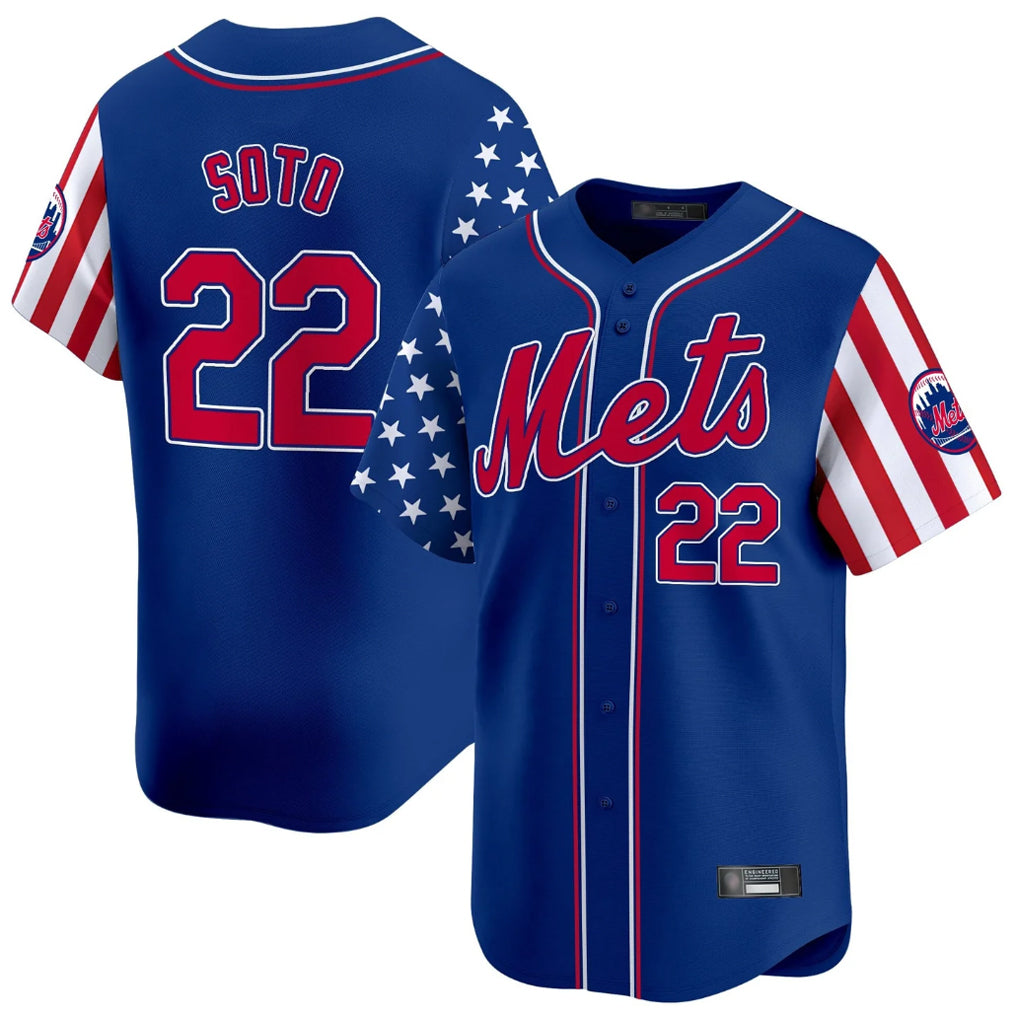 tocy NY.Mets #22 Juan Soto Player Royal 2025 Independence Day Vapor Premier Limited  Stitched Jerseys