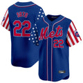 tocy NY.Mets #22 Juan Soto Player Royal 2025 Independence Day Vapor Premier Limited  Stitched Jerseys
